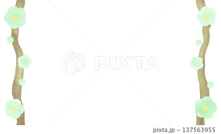 枝に咲いた薄い緑色の花のフレーム 137563955