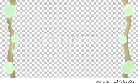 枝に咲いた薄い緑色の花のフレーム 137563955