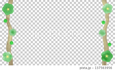 Frame of green flowers blooming on a branch 137563956