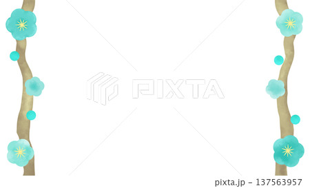 枝に咲いた水色の花のフレーム 枝に咲いた水色の花のフレーム 137563957