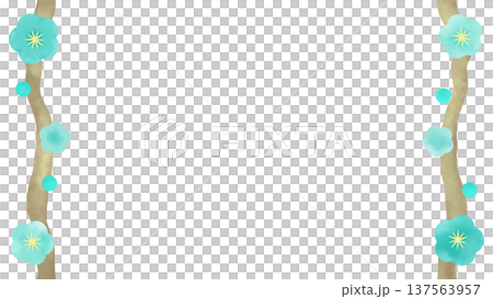 枝に咲いた水色の花のフレーム 枝に咲いた水色の花のフレーム 137563957