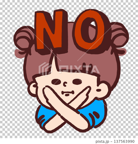 NOサインでバツを作る女の子のカラーイラスト（禁止・だめ） 137563990