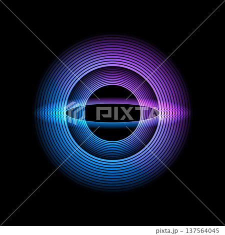 円形と楕円形の光る幾何学図形 137564045