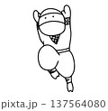 手描きのかわいいジャンプする忍者のイラスト 137564080