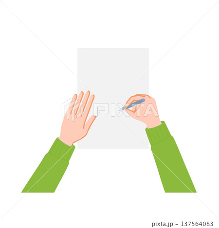 書類にペンで記入する手元のイラスト 白背景 137564083