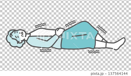 Illustration of a senior woman (grandmother) who has lost consciousness, collapsed, and is having convulsions Illustration of a senior woman (grandmother) who has lost consciousness, collapsed, and is having convulsions 137564144