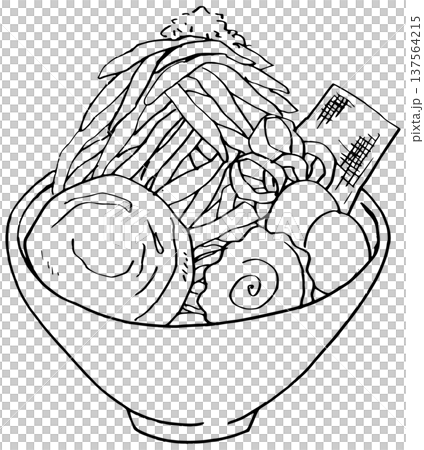 Monochrome line drawing: Stamina ramen Monochrome line drawing: Stamina ramen 137564215