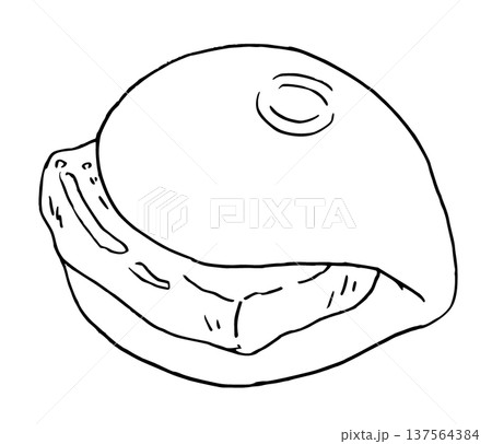 モノクロ線画 角煮まんじゅう モノクロ線画 角煮まんじゅう 137564384