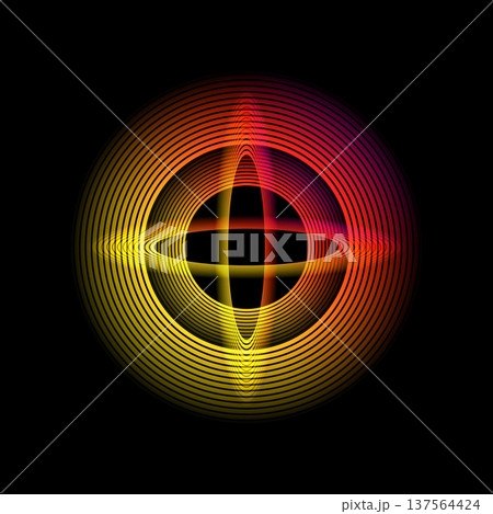 円形と楕円形の光る幾何学図形 137564424