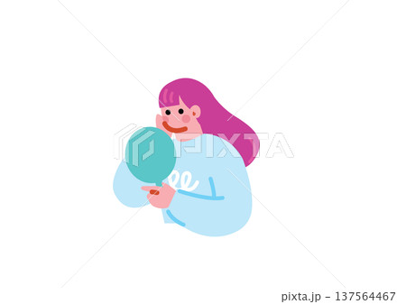肌荒れに悩む女性のイラスト 137564467