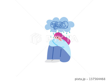 気分が落ち込む女性のイラスト 137564468