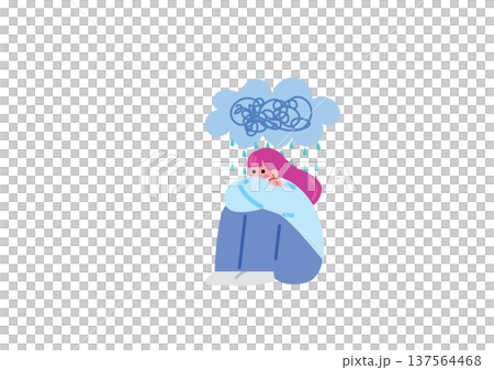 気分が落ち込む女性のイラスト 137564468
