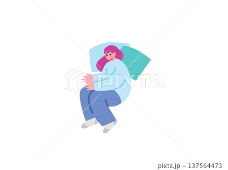 眠気に襲われる女性のイラストセット 137564473