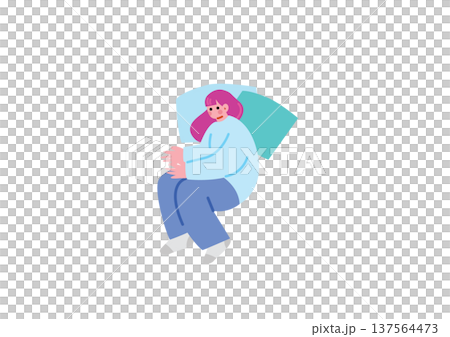 眠気に襲われる女性のイラストセット 137564473