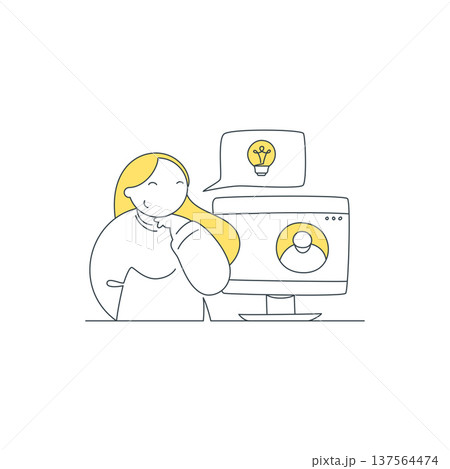 Creative Idea Generation During A Remote Business Team Meeting Vector Illustration 137564474