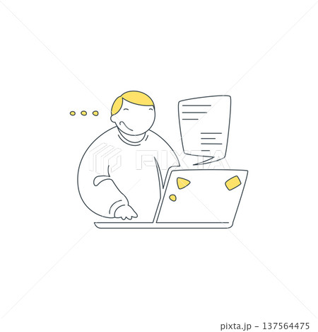 A Man Working On A Laptop And Generating A Creative Idea Vector Illustration A Man Working On A Laptop And Generating A Creative Idea Vector Illustration 137564475