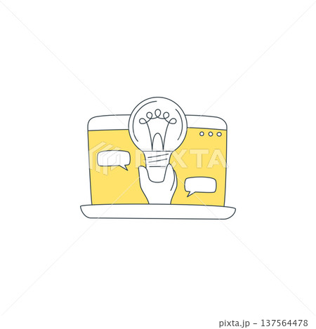 A Hand Holding A Lightbulb From A Laptop For A Creative Idea Vector Illustration A Hand Holding A Lightbulb From A Laptop For A Creative Idea Vector Illustration 137564478