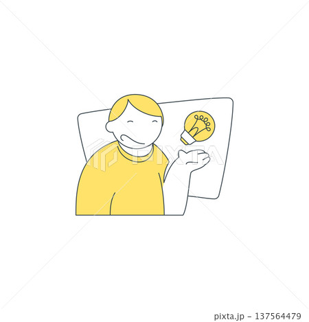 A Man Presenting A Creative Idea With A Lightbulb Vector Illustration A Man Presenting A Creative Idea With A Lightbulb Vector Illustration 137564479