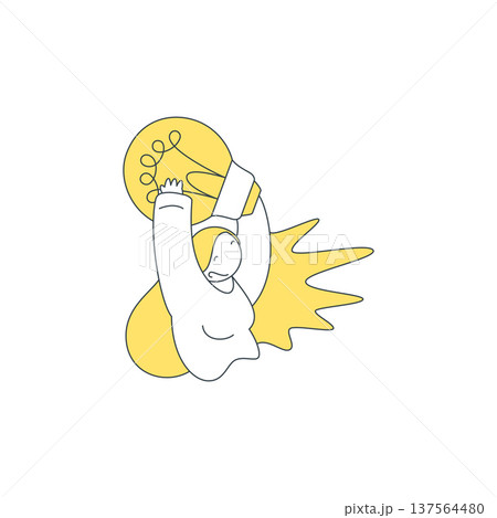 A Strong Woman Holding A Giant Lightbulb For A Creative Idea Vector Illustration A Strong Woman Holding A Giant Lightbulb For A Creative Idea Vector Illustration 137564480