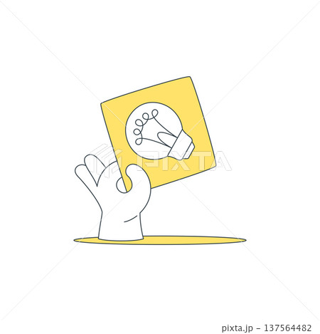 A Hand Holding A Card With A Lightbulb Icon For A Creative Idea Vector Illustration 137564482