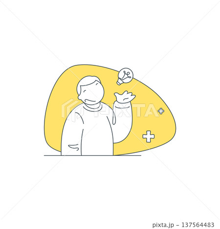 A Young Man Brainstorming A New Creative Idea With A Lightbulb Vector Illustration A Young Man Brainstorming A New Creative Idea With A Lightbulb Vector Illustration 137564483