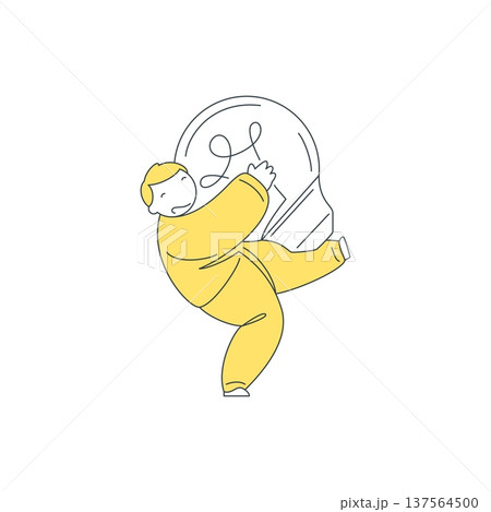 A Happy Man Dancing With A Big Light Bulb Creative Idea Vector Illustration A Happy Man Dancing With A Big Light Bulb Creative Idea Vector Illustration 137564500