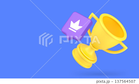Award Ceremony Winner Concept 3d Banner Template With Golden Trophy Vector Illustration. Award Ceremony Winner Concept 3d Banner Template With Golden Trophy Vector Illustration. 137564507