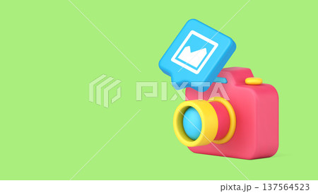 Photo Camera And Digital Gallery Icon 3d Banner Template Vector Illustration. Photo Camera And Digital Gallery Icon 3d Banner Template Vector Illustration. 137564523