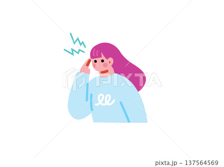 頭痛に悩む女性のイラスト 頭痛に悩む女性のイラスト 137564569