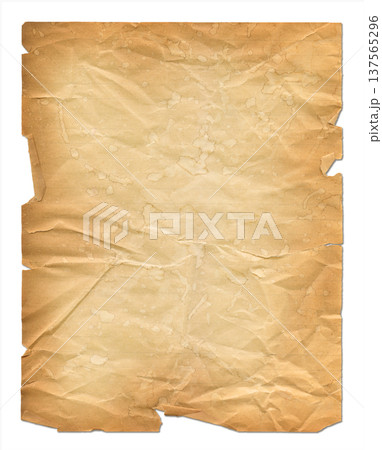 Stained vintage parchment paper isolated on white Stained vintage parchment paper isolated on white 137565296