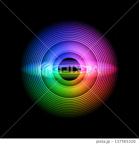 円形と楕円形の光る幾何学図形 137565320