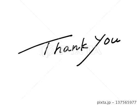 手書き英語 thank you 文字素材 シンプル筆記体レタリング 137565977