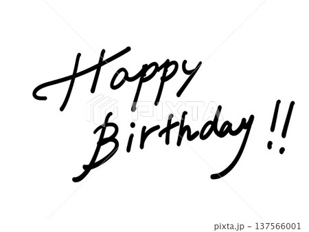 手書き英語 happy birthday  文字素材 シンプル筆記体レタリング 137566001