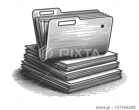 Vintage Office File Folders on Paper Stack Vintage Office File Folders on Paper Stack 137566200