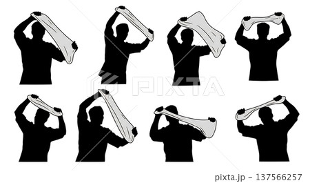 Black Solid Bakers Stretching Pizza Dough Set of Six on White Background 137566257