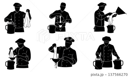 Black Solid Bakers Straining Mixtures Set of Six on White Background Black Solid Bakers Straining Mixtures Set of Six on White Background 137566270