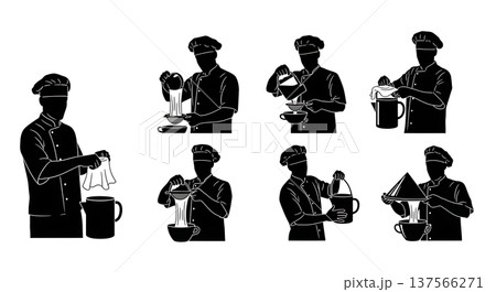 Black Solid Bakers Straining Mixtures Set of Six on White Background Black Solid Bakers Straining Mixtures Set of Six on White Background 137566271