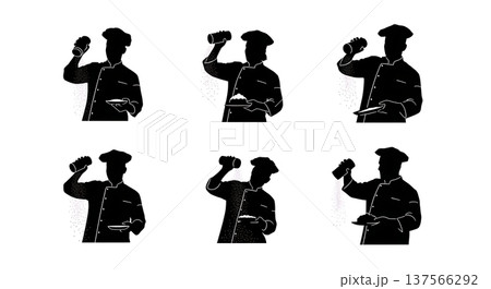 Black Solid Bakers Sprinkling Powdered Sugar Set of Six on White Background Black Solid Bakers Sprinkling Powdered Sugar Set of Six on White Background 137566292