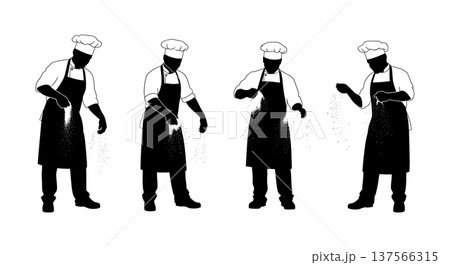 Black Solid Bakers Shaking Aprons Set of Six on White Background 137566315