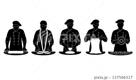 Black Solid Bakers Shaping Bagels Set of Six on White Background Black Solid Bakers Shaping Bagels Set of Six on White Background 137566317