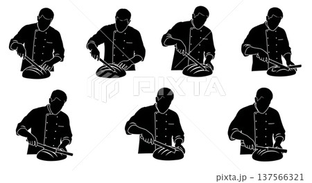 Black Solid Bakers Scoring Sourdough Set of Six on White Background 137566321