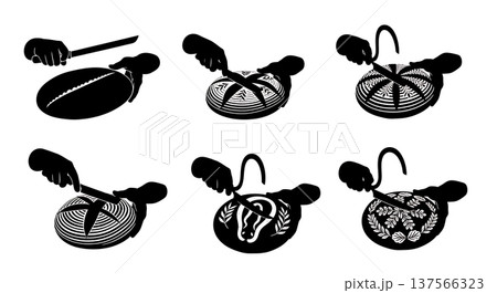 Black Solid Bakers Scoring Sourdough Set of Six on White Background 137566323