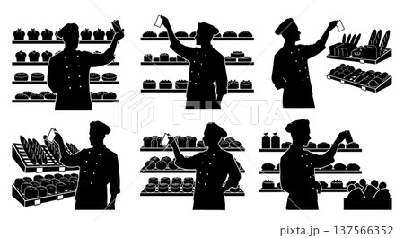 Black Solid Bakers Pricing Shelf Items Set of Six on White Background 137566352