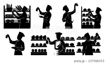 Black Solid Bakers Pricing Shelf Items Set of Six on White Background Black Solid Bakers Pricing Shelf Items Set of Six on White Background 137566353
