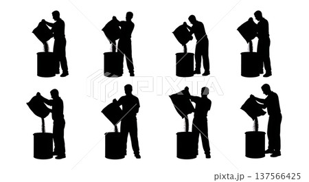 Black Solid Bakers Refilling Flour Bins Set of Six on White Background Black Solid Bakers Refilling Flour Bins Set of Six on White Background 137566425