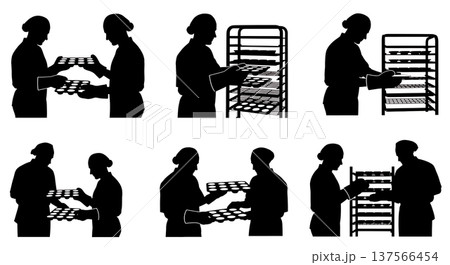 Black Solid Bakers Handling Muffin Tins Set of Six on White Background Black Solid Bakers Handling Muffin Tins Set of Six on White Background 137566454