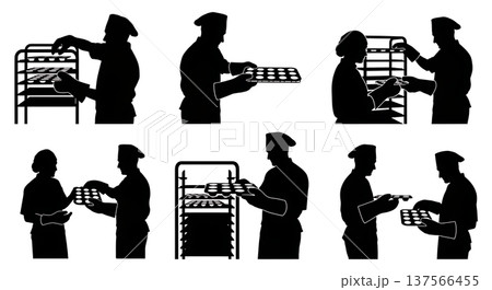 Black Solid Bakers Handling Muffin Tins Set of Six on White Background Black Solid Bakers Handling Muffin Tins Set of Six on White Background 137566455