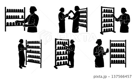 Black Solid Bakers Organizing Spices Set of Six on White Background 137566457