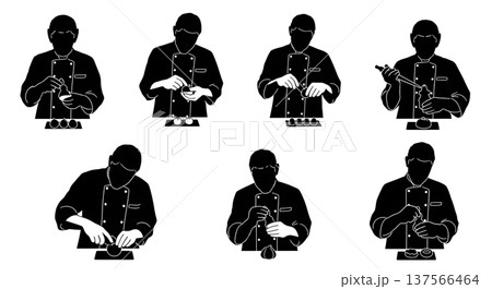 Black Solid Bakers Molding Marzipan Set of Six on White Background Black Solid Bakers Molding Marzipan Set of Six on White Background 137566464