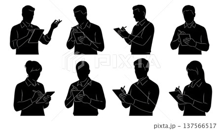 Black Solid Bartenders Taking Orders Set of Six on White Background 137566517
